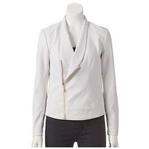 Cream Trendy Leather Jacket